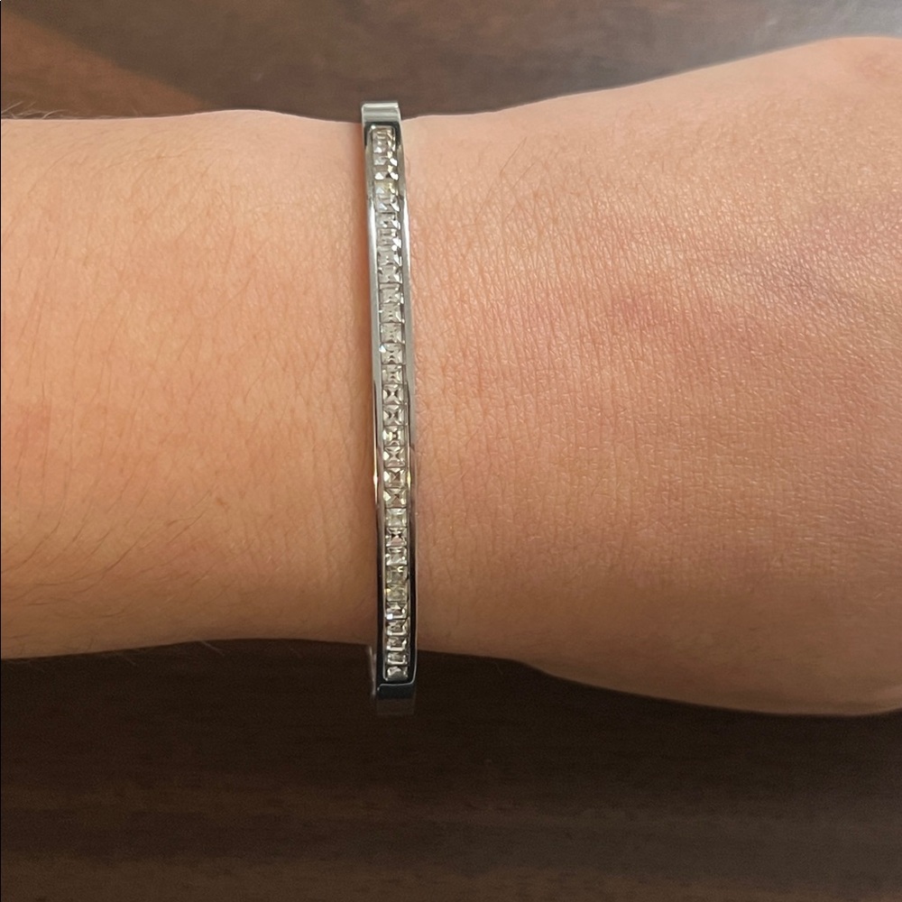 Stainless Steel Inlaid Rhinestone Bangle Bracelet